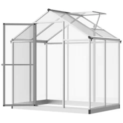 Outsunny Walk-In Polycarbonate Greenhouse With Roof Vent For Ventilation & Rain Gutter, Hobby Greenhouse For Winter -Outdoor Garden GUEST 94a89d03 a5c7 40c2 8a49 716316075c8a