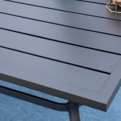 8pc Outdoor Dining Set With Metal Slat Top Table & Wrought Iron Chairs - Black/Beige - Captiva Designs -Outdoor Garden GUEST 9554187b 9b89 4a27 ab85 6608b39363f8