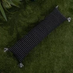 Black With White Tick Stripe 12X46 Hand Woven Filled Outdoor Pillow - Foreside Home & Garden -Outdoor Garden GUEST 97316e47 14b5 446c 9574 e9c66a9ce6e4