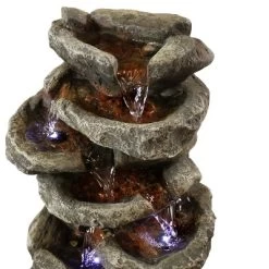 Sunnydaze Decor Sunnydaze Indoor Home Office Relaxing 6-Tiered Stone Falls Tabletop Water Fountain With LED Lights - 15" -Outdoor Garden GUEST 975aa72a 2ebf 4c27 8b51 bacbf7fb7def
