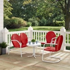 Griffith 4pc Outdoor Conversation Set - Bright Red - Crosley -Outdoor Garden GUEST 985e2c8e 8a3f 48f1 b0fa d776daada0b1