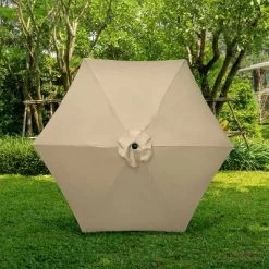 9' X 9' Aluminum Market Patio Umbrella With Crank Lift And Push Button Tilt Antique Beige - Astella -Outdoor Garden GUEST 990cb217 faa6 46d6 ae28 5c8d543f17bf