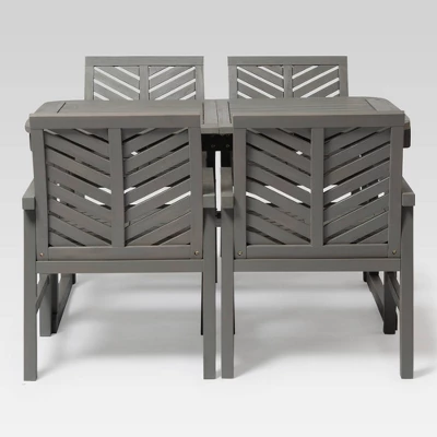 5pc Slatted Extendable Acacia Wood Patio Dining Set - Saracina Home 7 5pc Slatted Extendable Acacia Wood Patio Dining Set - Saracina Home - Image 7