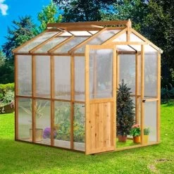 Aoodor 80.7” (L) X 93.3”(W) X 97.6”(H) Outdoor Walk-in Greenhouse With Roof Vent And Fir Frame For Backyard Garden 11 Aoodor 80.7” (L) X 93.3”(W) X 97.6”(H) Outdoor Walk-in Greenhouse With Roof Vent And Fir Frame For Backyard Garden -Outdoor Garden GUEST 9b6008a2 4e0f 443e 894b d7461c7bc3b7