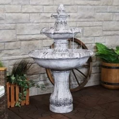 Sunnydaze Decor Sunnydaze 50"H Electric Fiberglass Reinforced Concrete 3-Tier Mediterranean-Inspired Outdoor Water Fountain -Outdoor Garden GUEST 9cc8c1c6 53e6 49b0 aa56 ee949b5d2315
