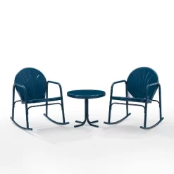Griffith 3pc Outdoor Rocking Chair Set - Navy - Crosley
