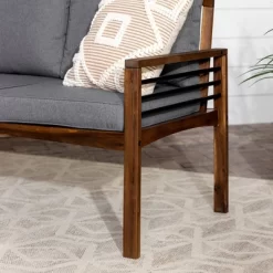 Saybrook Modern Metal And Wood Patio Loveseat - Gray/Dark Brown - Saracina Home -Outdoor Garden GUEST 9d3c59a7 d784 409b 8d9b 2ff43d11dbb3