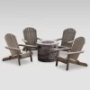 Maison 5pc Acacia Wood And Light Weight Concrete Adirondack Chair And Fire Pit Set - Gray - Christopher Knight Home