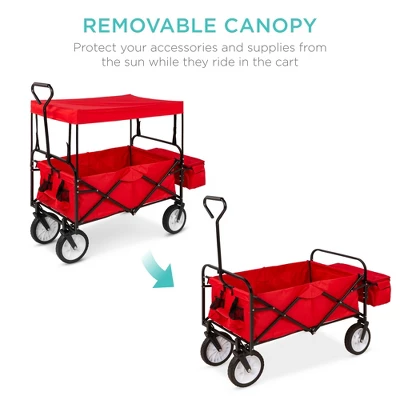 Best Choice Products Folding Utility Cargo Wagon Cart W/ Removable Canopy, Cup Holders 2 Best Choice Products Folding Utility Cargo Wagon Cart W/ Removable Canopy, Cup Holders - Image 2