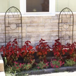Sunnydaze Decor Sunnydaze 2-Piece Arched Climbing Plants Wall Trellis With Flower Pot Supports