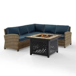 Bradenton 4pc Outdoor Wicker Sectional Set With Fire Table - Crosley -Outdoor Garden GUEST 9d80a0e6 7c42 46ed a7c3 045a8ac73d90