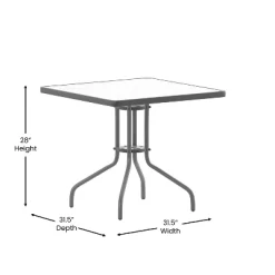 Emma And Oliver 31.5" Square Tempered Glass Metal Table With Smooth Ripple Design Top 16 Emma And Oliver 31.5" Square Tempered Glass Metal Table With Smooth Ripple Design Top -Outdoor Garden GUEST 9d91b969 ed61 41a3 bc12 75bd040e8e3f