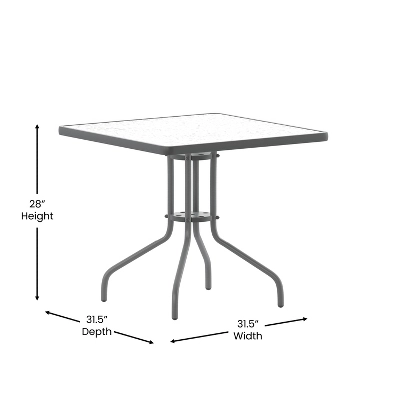 Emma And Oliver 31.5" Square Tempered Glass Metal Table With Smooth Ripple Design Top 6 Emma And Oliver 31.5" Square Tempered Glass Metal Table With Smooth Ripple Design Top - Image 6