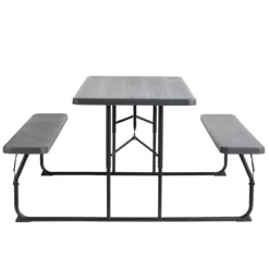 Gardenised Gray Outdoor Foldable Woodgrain Portable Picnic Table Set -Outdoor Garden GUEST 9db5fe36 e655 433c a673 41d67c57e803