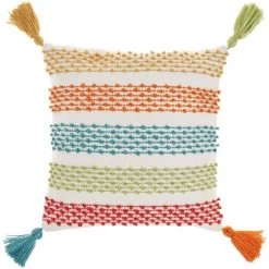 18"x18" Woven Loops Striped Square Throw Pillow With Tassels - Mina Victory -Outdoor Garden GUEST 9dd0bf47 0c50 474d 96eb 22ab6080c87a