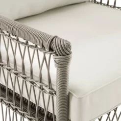 3pc Thatcher Outdoor Steel Chair & Ottoman Set Creme/Driftwood - Crosley -Outdoor Garden GUEST 9dda6135 f976 4067 bce7 2144eb6bb9bb 1