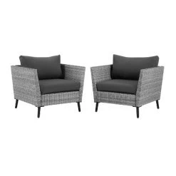 Richland 2pk Outdoor Wicker Armchairs - Charcoal - Crosley -Outdoor Garden GUEST 9e721b99 33f4 4e0e 9f4f c935c03c6a80