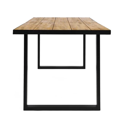 Kyston Rectangle Acacia & Iron Dining Table - Black/Teak - Christopher Knight Home 2 Kyston Rectangle Acacia & Iron Dining Table - Black/Teak - Christopher Knight Home - Image 2