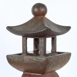 LuxenHome Resin Japanese Pagoda Fountain With LED Light -Outdoor Garden GUEST 9f75aae9 7673 4823 9079 1bc9ce6b00c2