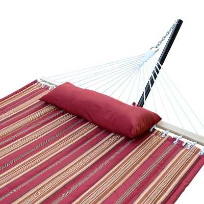 12' Steel Hammock Stand With Quilted Fabric Hammock With Matching Pillow - Red/Brown - Algoma 2 12' Steel Hammock Stand With Quilted Fabric Hammock With Matching Pillow - Red/Brown - Algoma - Image 2