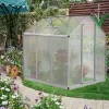 Outsunny Walk-In Polycarbonate Greenhouse With Roof Vent For Ventilation & Rain Gutter, Hobby Greenhouse For Winter