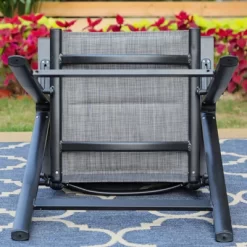 7pc Outdoor Dining Set With 7 Position Adjustable Folding Chairs & Metal Rectangle Table With Umbrella Hole - Captiva Designs -Outdoor Garden GUEST a17ef9d4 320d 43a3 be6a c1b3c01f635f