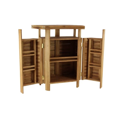 Patio Bar Table Teak - Olivia & May 2 Patio Bar Table Teak - Olivia & May - Image 2