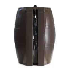 FCMP Outdoor 50-Gallon BPA Free Flat Back Home Rain Catcher Water Storage Collection Barrel For Watering Outdoor Plants & Gardens, Brown (2 Pack) -Outdoor Garden GUEST a35ab3c2 fec7 44f5 857a 8eb37075f32e