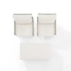 3pc Thatcher Outdoor Steel Chair & Ottoman Set Creme/Driftwood - Crosley -Outdoor Garden GUEST a390d94d 856f 4d8d 9122 2bded0818ccf