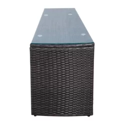 4pc Wicker Half-Moon Patio Set With Cushions - Brown/Beige - GODEER -Outdoor Garden GUEST a3f47342 5b42 4324 815a 6ce8efb0e7de