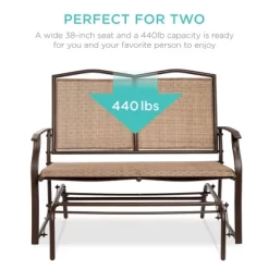 Best Choice Products 2-Person Outdoor Swing Glider, Patio Loveseat, Steel Bench Rocker For Porch W/ Armrests -Outdoor Garden GUEST a425a558 a821 4247 8e87 f61fcab53d18
