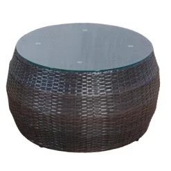 4pc Wicker Half-Moon Patio Set With Cushions - Brown/Beige - GODEER -Outdoor Garden GUEST a4388e39 0ac5 4495 8135 3150a24b6f52