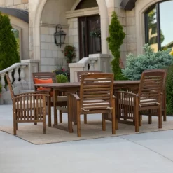 7pc Acacia Wood Patio Dining Set With Cushions - Saracina Home -Outdoor Garden GUEST a451277b 3ed7 403f 81d1 4b7c21d4cf6f