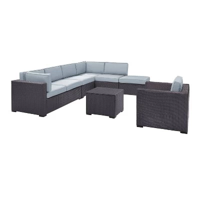 Biscayne 6pc Outdoor Wicker Sectional Set - Mist - Crosley 2 Biscayne 6pc Outdoor Wicker Sectional Set - Mist - Crosley - Image 2