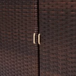 Teamson Home 39.5" Veronica Rolling Outdoor PE Rattan Bar Cart With Storage, Brown -Outdoor Garden GUEST a51525a0 8611 4eb0 a42e fd98dabea34e