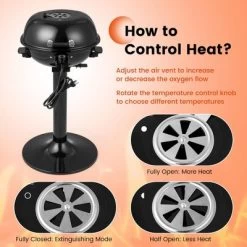 Costway 1600W Electric BBQ Grill With Warming Rack, Temperature Control & Grease Collector -Outdoor Garden GUEST a5742ece 58e5 4277 89a6 d30af4158668