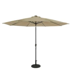 11' X 11' Calypso II Market Patio Umbrella With Solar LED Strip Lights Champagne/Taupe - Island Umbrella