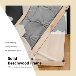 Costway Set Of 4 Foldable Wood Sling Beech Chairs W/ 3 Adjustable Positions&Free Cushion -Outdoor Garden GUEST a64f055c 69cb 4e16 beb4 4be5093d7424