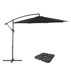 9.5' UV Resistant Offset Cantilever Patio Umbrella With Base Weights - CorLiving -Outdoor Garden GUEST a875e36d aa5d 4857 91b9 54c4279c9b25