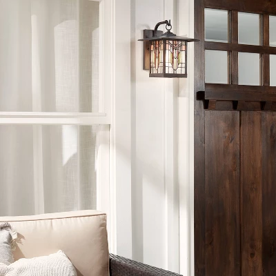 11.75" 1-Light Prairie Craftsman Outdoor Wall Lantern Sconce Oil Rubbed Bronze - River Of Goods 2 11.75" 1-Light Prairie Craftsman Outdoor Wall Lantern Sconce Oil Rubbed Bronze - River Of Goods - Image 2