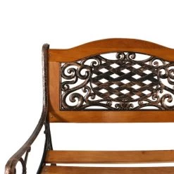 Sunnydaze Decor Sunnydaze 2-Person Ivy Crossweave Design Cast Iron And Wood Frame Outdoor Garden Bench -Outdoor Garden GUEST aa1a21eb 8c9f 40b1 a936 f3ff70f3360e