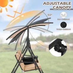 Costway 2-Person Canopy Porch Swing Padded Chair Cooler Bag Rotatable Tray TurquoiseBeigeBlack 15 Costway 2-Person Canopy Porch Swing Padded Chair Cooler Bag Rotatable Tray TurquoiseBeigeBlack -Outdoor Garden GUEST aa5a3544 636f 481a b0e6 79b2e50834e2