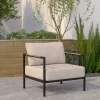 Emma And Oliver Aluminum Frame Patio Chair With Teak Arm Accents And Plush Cushions