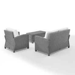 Bradenton 3pc Outdoor Conversation Set With Loveseat & Armchair With Coffee Table - Crosley -Outdoor Garden GUEST aa89176a dce7 4fa1 911e 9c16585f014f