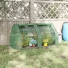 Outsunny 6' X 3' X 3' Portable Greenhouse, Garden Hot House With Two PE/PVC Covers, Steel Frame And 2 Roll Up Windows, Green