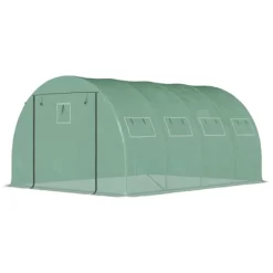 Outsunny Walk-in Tunnel Greenhouse With 2 Zippered Mesh Doors Upgraded Hot House, Green, 13' X 10' X 6.5' -Outdoor Garden GUEST ac80eba8 6fde 4099 9b4c 721cddaf80a4