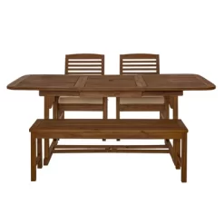 Ravenscroft 4pc Extendable Acacia Wood Outdoor Dining Set - Saracina Home -Outdoor Garden GUEST aceba1fb ced7 4574 a6c3 679b568def71