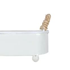 Trough Mini Planter White Metal, Reed & Wood By Foreside Home & Garden -Outdoor Garden GUEST ae043187 c6a9 42f1 b865 43cf2eaf179c
