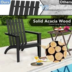 Tangkula 3PCS Patio Adirondack Chair Side Table Set Solid Wood Garden Deck Bistro Set Classic Furniture -Outdoor Garden GUEST ae243871 cc68 48b7 8108 b6d41f041e29