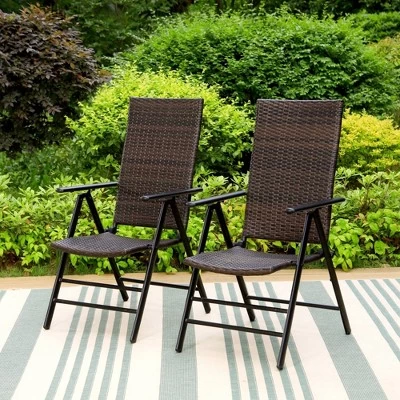 2pk Outdoor Wicker Dining Chairs With Aluminum Frame - Captiva Designs 2 2pk Outdoor Wicker Dining Chairs With Aluminum Frame - Captiva Designs - Image 2
